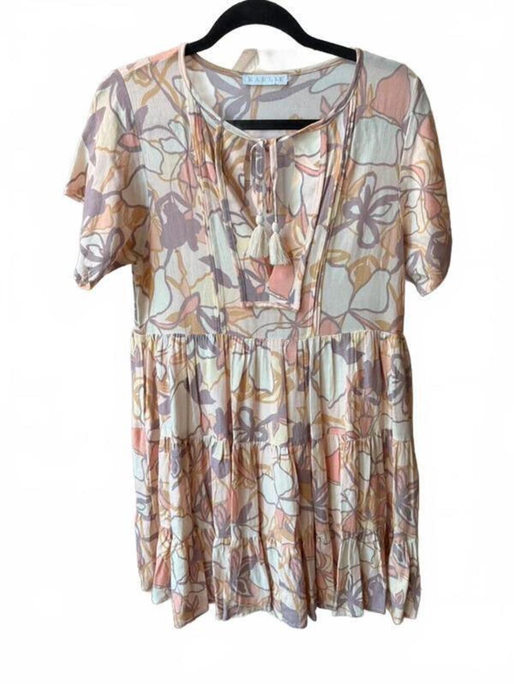 Rails Floral Pattern Bohemian Dress with Tassel Tie